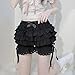 ReliPrettyU Black Bloomers for Women Ruffle Shorts Lolita Petticoat Frilly Bloomer Shorts Pumpkin Pants S
