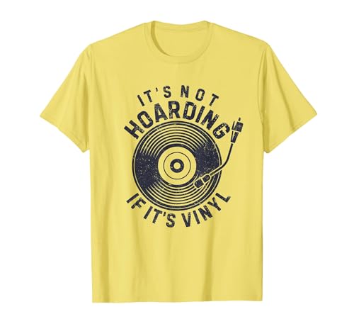 Image of It's Not Hoarding If It's Vinyl Record Lover Collector T-Shirt, Men, Lemon Yellow, Medium