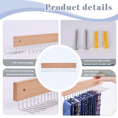 Mcpinky HMC0471 Belt Hanger Wall Mounted, 360°Rotating Tie Rack White Belt Organizer Max 20 Storage thumb #3
