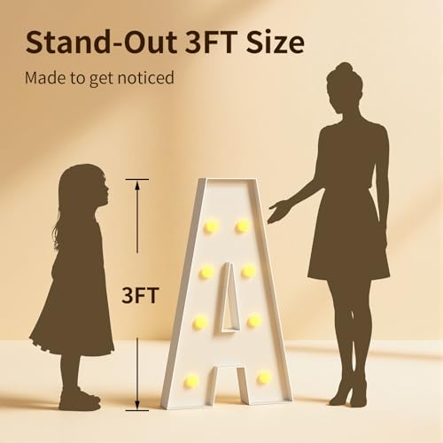 Image of Marquee Letters 3 Feet Tall Large Light Up Letters T Happy Birthday Decorations Marry Me Engagement Party Decor Yellow Light Birthday Decorations Balloon Arch Kit Foam Sign T