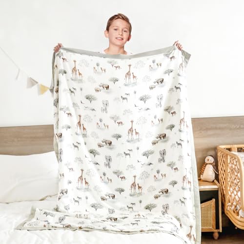 Image of GRSSDER Cotton Muslin Quilt Blanket - Silky Soft and Breathable Kids' Throw Blanket, Oversized Muslin Blankets for Newborns, Toddlers & Kids, 6 Layers Reversible Design for All Seasons, 55 inch x 69 inch
