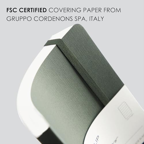 Image of myPAPERCLIP Signature Series A5 Ruled Notebook | 192 Pages, 90 GSM Recycled Paper, Soft Cover, A5 (5.83 x 8.27 in) | Flat Lay | Bookmark & Elastic Closure | Bosco