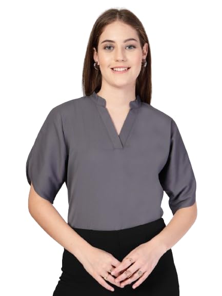 style quotient Women Solid White Polymoss Formal Top-picture-24