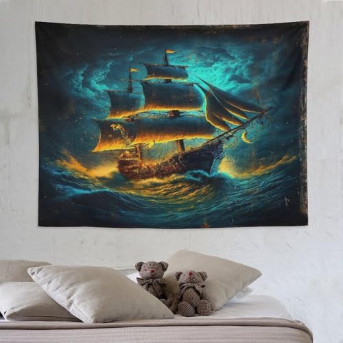 Tapisserie navire pirate 150x200cm pour transformer une chambre d'enfant en aventure marine