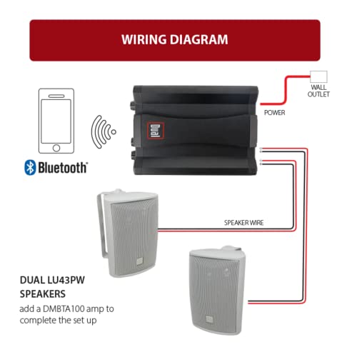 Dual Electronics Lu43Pw 3-Way High Performance Outdoor Indoor Speakers With Powerful Bass | Effortless Mounting Swivel Brackets | All Weather Resistance | Expansive Stereo Sound Coverage | Sold In Pairs, White #TOP4