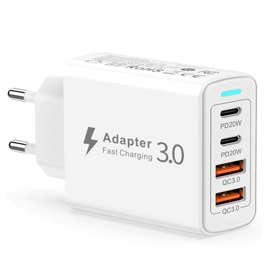 Cargador USB C, 40W 4-Port Cargador Tipo C Carga Rápida Cargador USB Multiple PD&QC3.0 Enchufe USB Cargador Rapido USB C Cargador Movil Carga Rápida para iPhone 15 Pro Max/14/13/12/11/X,Samsung,Xiaomi