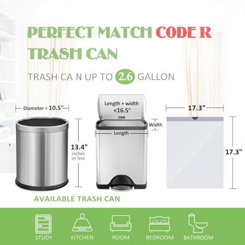 Image of 2.6 Gallon 220 Counts Strong Drawstring Trash Bags Garbage Bags by Teivio, Bathroom Bin Liners, 2,2.5,3 Gal Small Plastic Bags for home office kitchen, fit Code R 10 Liter Trash Can