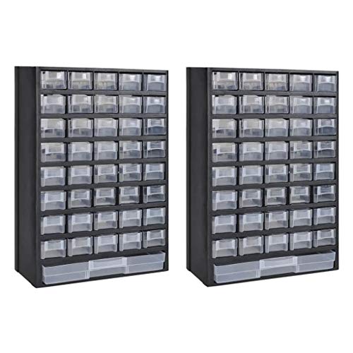 INLIFE 2PCS 41 Drawer Plastic Parts Storage Cabinet Tool Box Hardware and Craft Drawer Organizer Cabinet 12.2x5.4x19.3 Inches (LxWxH)