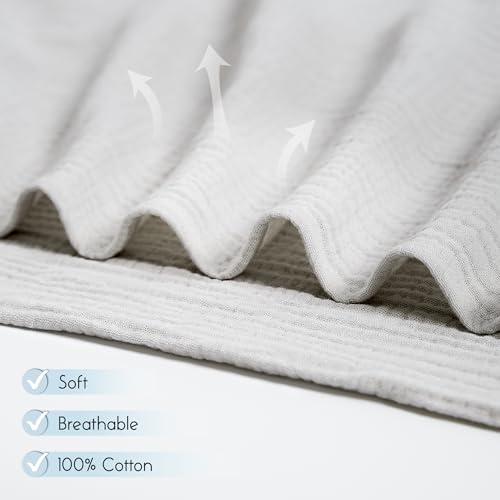Image of Meracorallo Muslin Swaddle Blanket, 100% Cotton Receiving Blanket Soft and Breathable Swaddle Wrap for Baby Boys and Girls, Light Gray