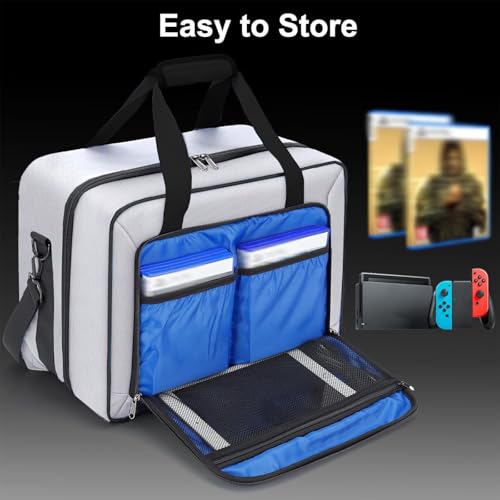 Image of GDNasist Carrying Case Fit for PS5, Travel Thickened Protective Bag Compatible with Playstation 5 Console, Headset, PS5 Controller, Game Discs, and Gaming Accessories, Grey