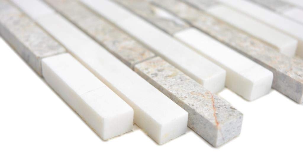 Mosaico de mármol de piedra gris y blanco, para pared, suelo, cocina, ducha, baño, azulejos, 87-0201_f'10