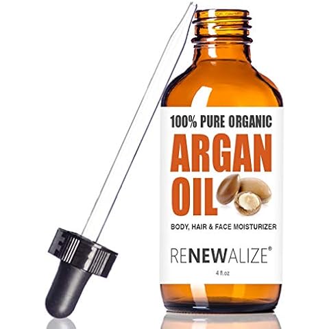 VIRGIN ORGANIC MOROCCAN ARGAN OIL - in 4 oz Dark Glass Bottle | 100 Pure, Unrefined, Cold Pressed | An Essential All Natural Hair & Scalp Moisturizer Toner for Dandruff Frizzy Dry Split End Treatment Cover