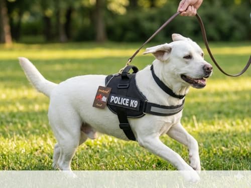 Image of Hurrypets No Pull Reflective Dog Harness with Handle, Black, Large | Adjustable, Breathable Mesh Choke-Free Padded Nylon K9 Tag Chest Body Belt Black