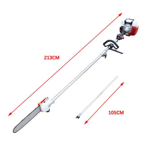 Pole Saw Gas Powered, 94.48-133.85in High Branch Saw Extension,42.7CC 2-Stroke 12-Inch Bar Cordless Extendable Long Trimmer Power Gasoline Chainsaw For Tree Hedge Trimming Bush Tree trimmer - Thumbnail 2