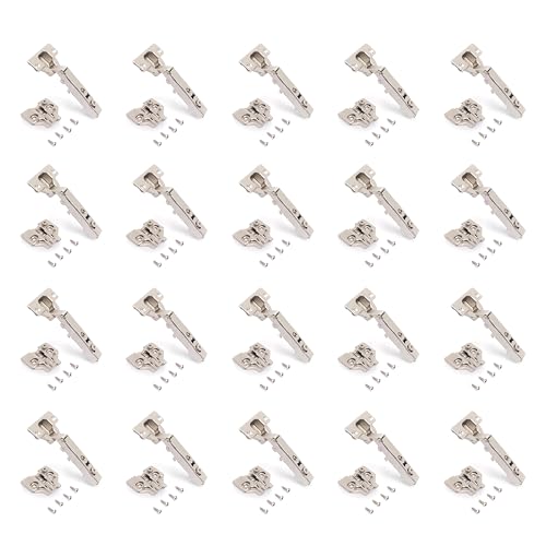 Emuca - Kit charnière droite X92N avec complément, Complément à visser, Angle d'ouverture 105⁰. Nickelé, Acier, 20 pièc.