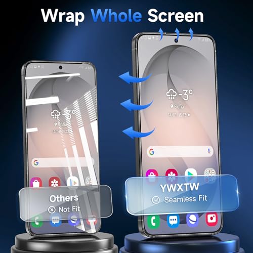 YWXTW Anti Reflective Screen Protector for Samsung Galaxy S26, [Bubble Free] Anti Glare & EZ Unlock Tempered Glass S26 Accessories, Case Friendly, 2 Pack — view 3