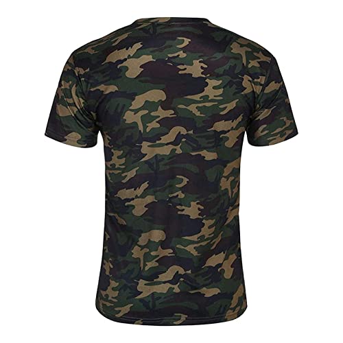 Men's Camouflage Short Sleeve Casual Vintage Camo Athletic Shirts Sports Fitness Crewneck T-Shirts (Military Green,Large) #TOP1
