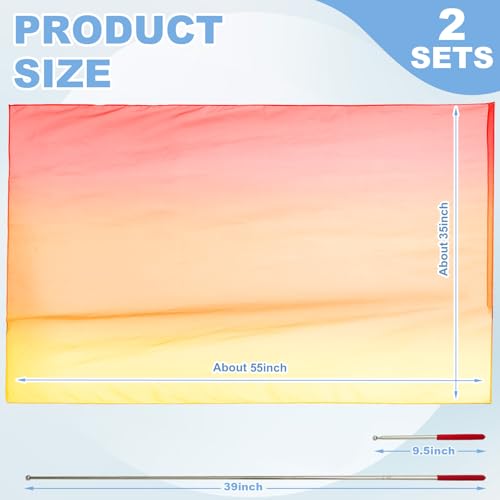 Image of Jecery 2 Pack Praise Dance Worship Flags, 35''x 55'', Yellow Orange Red