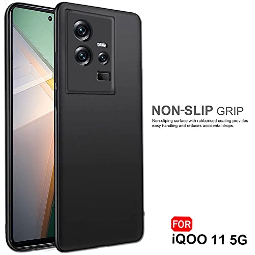 Image of TheGiftKart Sleek Back Cover Case for iQOO 11 5G | Slim Fit Protective Design | Ultra Matte Finish | Camera Protection Bump | Soft Silicon Back Cover Case for iQOO 11 5G (TPU | Black)