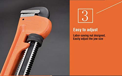 Image of Edward Tools Pipe Wrench - Heavy Duty Heat Treated Steel Plumbing Wrench Tool - Forged Hook Jaw for Superior Grip - Quick Adjustment Nut (18 inch)