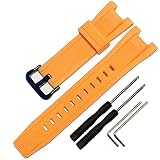 Cinturino di ricambio in resina per Casio GST-210 GST-W110 GST-W100 GST-S110 GST-S100 GST-B100 GST-S300 (Orange/Black Buckle)