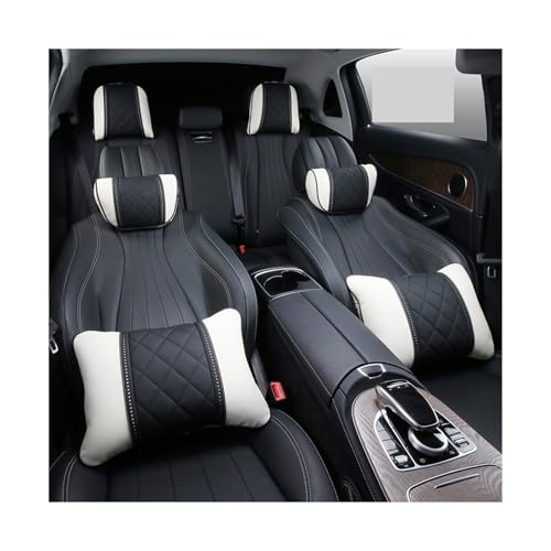 Luxus-Kopfstütze aus Leder, kompatibel mit Audi Maybach S-Klasse, Lendenkissen, Nacken- und Reisesitzkissen, Autoteile(Beige blue Maybac)