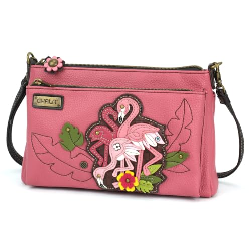 Chala RFID Protected Vegan Leather Deluxe Crossbody Bag Multi-Color (Pink_ flamingo)