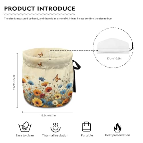 Image of Floral Butterfly Print Tea Cozy Insulation Kitchen Accessory Tea Cozies Covers Kitchen Home Decorative Teapot Cozy for Keeping Warm Kettle Dust Cover