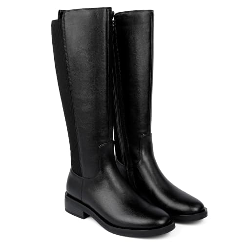 Image of Modatope Knee High Boots Women Round Toe Chunky Heel Fall Boots