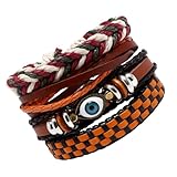 Abaodam Pulsera Bohemia Trenzada para Mujer 4 Piezas Conjunto de Pulseras de Cadena Artesanal Multicolor Accesorio de Joyería de Mano para Uso Diario y Fiesta