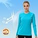 Women's Long Sleeve Round Neck Dry Fit Running Athletic T Shirt Workout Tops Plus Size Sky Blue L