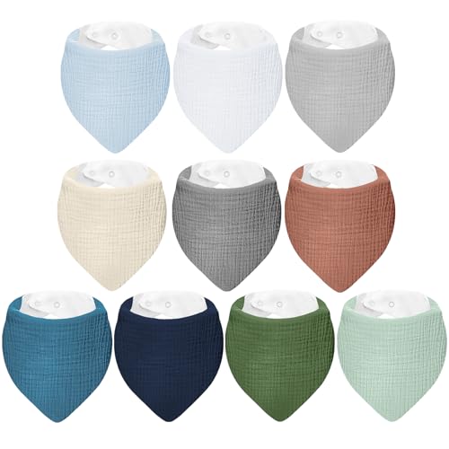 Image of NISXABEBE Muslin Baby Bibs,Baby Bandana Drool Bibs 100% Cotton for Baby Boy Girl,Solid Colors Bib for Drooling Teething