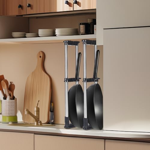 Paquete de 2 barras de tensión ajustables para organización de armario, estante extensible para cocina, baño, almacenamiento de ropa, separador de perchas en color negro (70 120 cm)