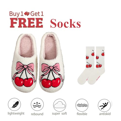 Home Slippers for Women Men Retro Soft Plush Lightweight Pineapple Strawberry Pumpkin Slippers Slip-on Cozy Indoor Outdoor Slippers Anti-Skid Sole 37-382