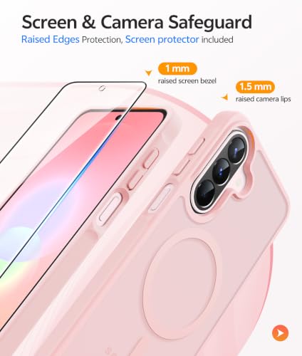 Image of FNTCASE for Galaxy A27 5G Phone Case: for Samsung A27 Cases [Fit for Magsafe] [Screen Protector] Military Grade Drop Protection, Translucent Matte Back, Slim Shockproof Protective Cover - Light Pink