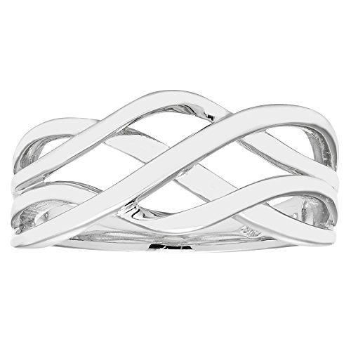 .925 Sterling Silver Woven Wide Band Ring- Size 7