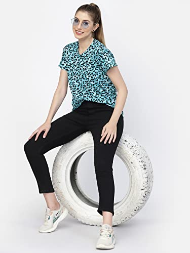 Image of UZARUS Women's Regular Fit Printed Half Sleeves Round Neck Gym Sports T-Shirt