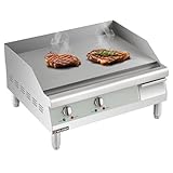 WILPREP Commercial Electric Griddle, 24 in. Electric Countertop Griddle with 2675W / 3560W Dual Power, 208V / 240V 1 Phase Flat Top Grill Hot Plate with 120 to 570°F Temp. Control,ETL-Listed