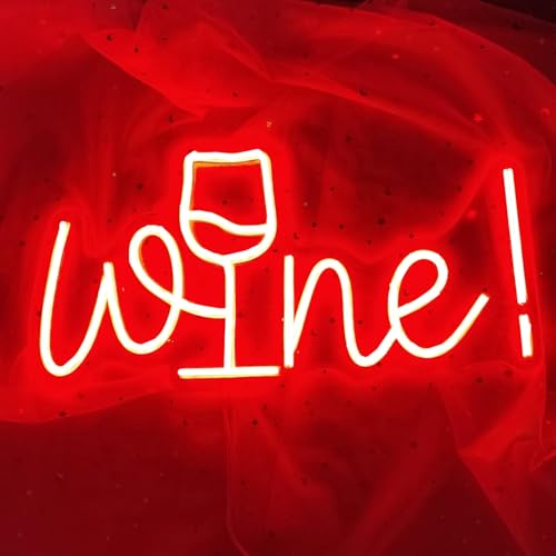 Image of Acrylic Wine Neon Sign for Wall or Window Background Decor,LED Dimmable Bar Neon Decorative Cocktails Light Handmade Art Lamp for Home Pub Wedding Party Bar Studio,5V USB Powered