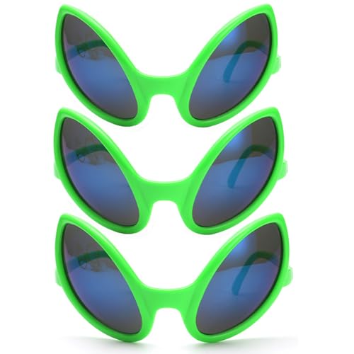 NIWWIN 3 piezas Gafas de alien, gafas de disfraz de extraterrestre, gafas de sol decorativas para fiestas, accesorios fotográficos para regalos de fiesta de cosplay, carnaval.