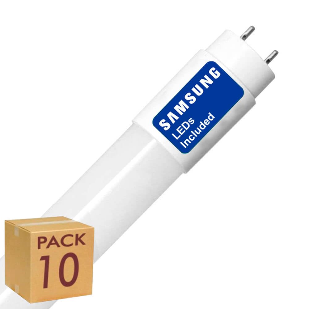 Pack x10 Tubo LED 120cm 18W, Fluorescente Standard T8 G13, Ángulo 300º, 2000 lumenes, Iluminación interior de techo, Bajo consumo y Alta luminosidad, Cebador LED incluido, Luz Blanca Fría (5700K)