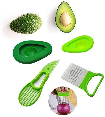 Sunnycows Kitchen Tools Set, 3-in-1 Avocado Slicer，Avocado Saver and Silicone Food Storage Holder,Free Gift Vegetable Slicer Not Just for Onion