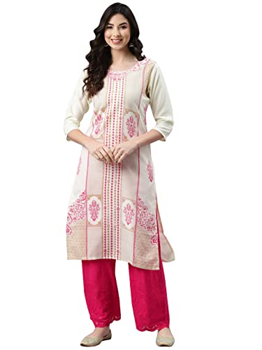 Image of Aarika Women's Cream Color Printed Kurti