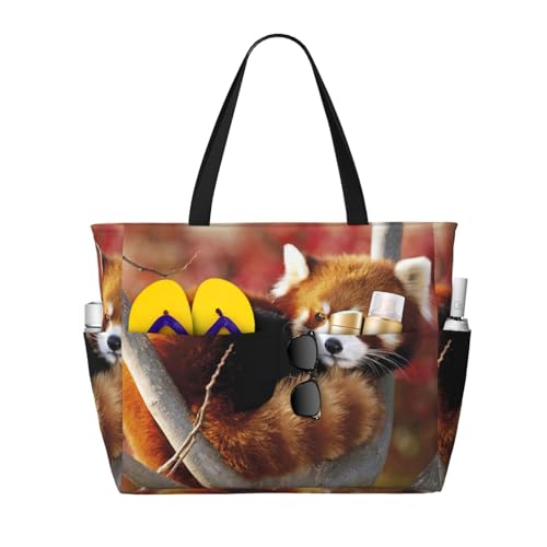 Sacs à main décontractés panda rouge grand sac fourre-tout cabas noir pour femme