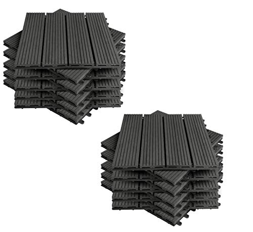 EUGAD 22x Suelo de Exterior WPC 30x30cm Terrazas del Piso 22 Set 2? Baldosas de Madera para Jardin, Terraza Antracita