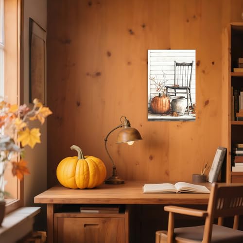 Peintures de récolte d'automne : toiles décoratives rétro grand format