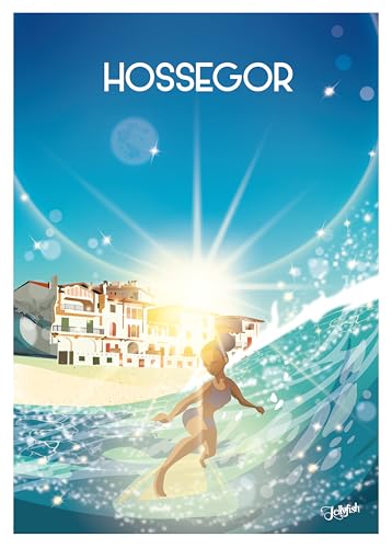Affiche Hossegor Surf et Océan Aurélie Evrard Décoration Salon 30x40cm