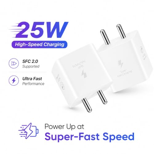Image of 25W [BIS Certified] Type C Super Fast Charging(SFC) Charger Adapter for Samsung with Type C Cable Included |Compatible with Samsung Galaxy S27,S26,S25, S24 /Ultra and Other S /F /M /A /Z Series (White)