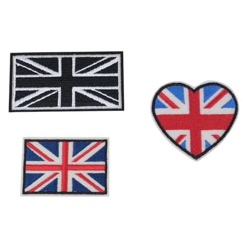 Sarini Lot de 3 patchs Union Jack britanniques Noirs Drapeau du Royaume-Uni Patchs Union britannique Patchs tactiques Crochet et boucle Applique pour uniforme...
