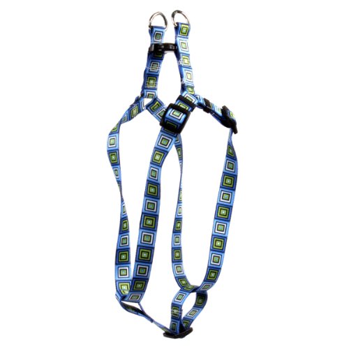 Image of Yellow Dog Design Blue Blocks Step-in Dog Harness 1 inch Wide and Fits Chest Circumference of 25 to 40 inch, Large